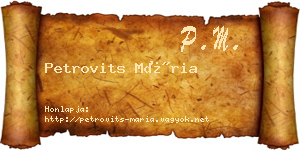 Petrovits Mária névjegykártya